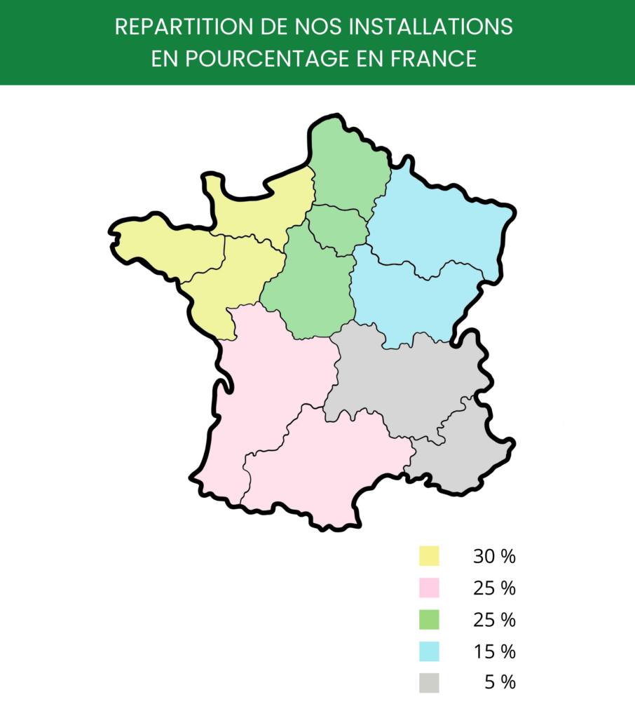 Répartition des installations Cap Soleil Energie (CSE) en France