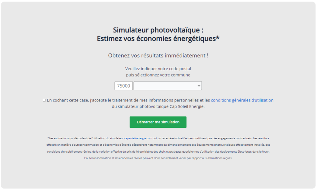 Simulateur Cap Soleil Energie (CSE)